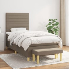 vidaXL Pat box spring cu saltea, gri taupe, 100x200 cm, textil 3137217
