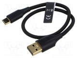 Cablu USB 2.0 VENTION USB A la USB C aurit 0,25m negru 60W
