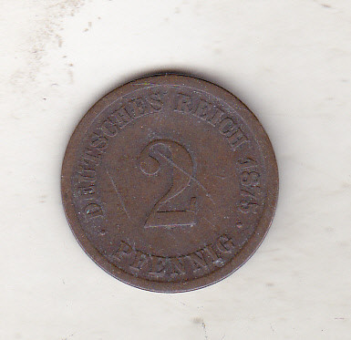 bnk mnd Germania 2 pfennig 1875 D foto