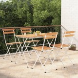 Set de bistro pliabil, 5 piese, lemn masiv de acacia si otel GartenMobel Dekor, vidaXL