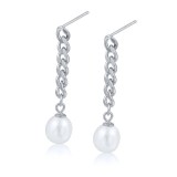Cumpara ieftin Cercei argint 925, JW1106, model elegant cu perla, placati cu rodiu