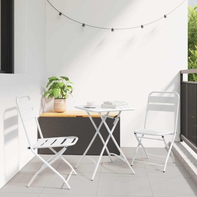 vidaXL Scaun pliabil pentru grădină 2 pcs Alb 55 x 56.5 x 91cm Oțel 42002938 foto