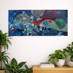 Tablou &bdquo;Waves&rdquo;, 40&times;70 cm, canvas, tehnici mixte
