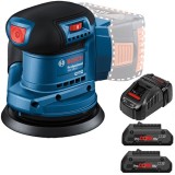 Bosch GEX 185-LI + 1600A016GF - Slefuitor cu excentric 125 mm + Set 2 acumulatori si incarcator Li-Ion 18 V 4 Ah