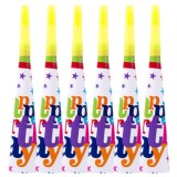 Set 6 trompete happy birthday, flippy, pentru petrecere, tematica aniversare, 18.3x5 cm, multicolor