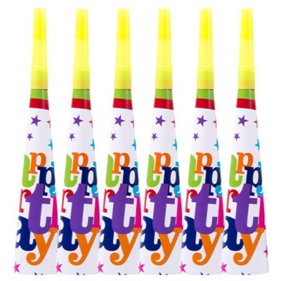 Set 6 trompete happy birthday, flippy, pentru petrecere, tematica aniversare, 18.3x5 cm, multicolor foto