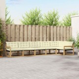 vidaXL Set de canapele de exterior cu pernă 6 pcs Alb și crem 3388724