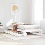 VidaXL Cadru pat fără saltea, alb, 100x200 cm, lemn masiv pin