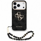 Husa pentru Apple iPhone 18 Pro / 17 Pro, Guess, 4G Classic Logo with Strap, Neagra Aurie