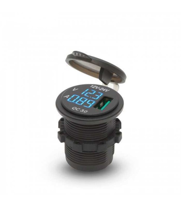 Adaptor 12V-24V USB 2.1A QC3.0 cu montare in locul brichetei auto cu