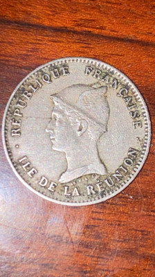 50 CENTIMES FRANTA 1896 (REUNION) / cupru-nichel,22mm. foto