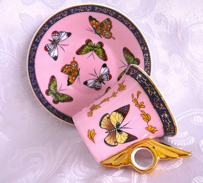 SET CAFEA PORTELAN L. DAKE &amp;amp; ZN OLANDA DECOR CU FLUTURI CEASCA CAFEA ESPRESSO CU FARFURIE foto
