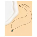 Colier argintiu cu talisman verde - 23044