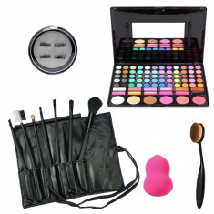 Set kit trusa paleta machiaj 78 culori 7 pensule gene magnetice makeup para ou foto