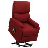 vidaXL Fotoliu de masaj cu ridicare, roșu vin, material textil