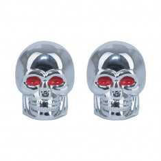 Set Capacele Roata Moto Oxford Skeleton Valve Caps Silver, 2 buc