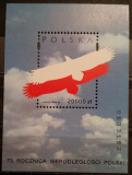 Polonia, 75 ani de la independenta, vultur, bloc, 1993, MNH