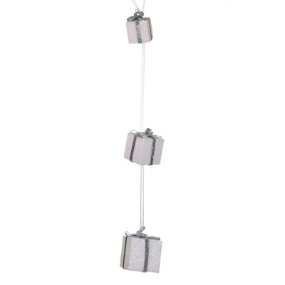 Decoratiuni Suspendabile, Cadouri, Spuma, 3 Bucati, Culoare Alba Irizata, Panglica Argintie, Dimensiuni 6x6x8cm foto