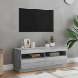Comodă TV cu lumini LED, gri sonoma, 100x35x40 cm