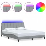 Cumpara ieftin Cadru de pat fara saltea, Hanko, gri deschis, 160x200 cm, textil