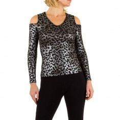 Bluza argintie, cu print leopard foto