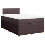 Cumpara ieftin Pat box spring cu saltea, maro inchis, 120x200 cm, textil