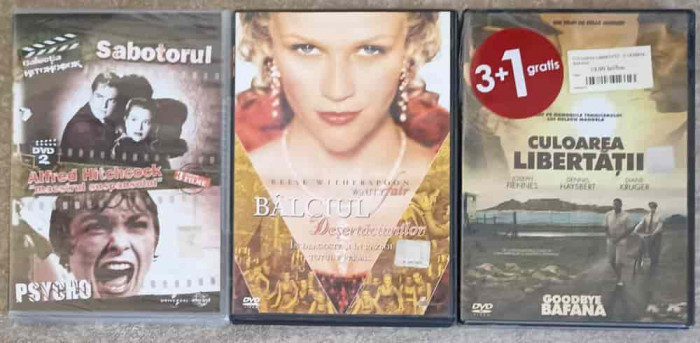 LOT 3 DVD-URI FILME: SABOTORUL, PSYCHO; BALCIUL DESERTACIUNILOR, CULOAREA LIBERTATII