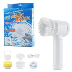 Perie Electrică Rotativă 5 &icirc;n 1 pentru Curățenie, Re&icirc;ncărcabilă USB, Capete Interschimbabile,Perie, Burete, Polisher