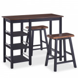 Set mobilier de bar, 3 piese, MDF, negru, Set masa si scaune, 4 scaune, vidaXL