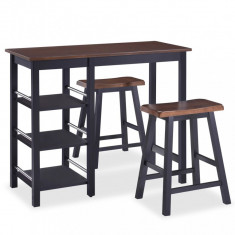 Set mobilier de bar, 3 piese, MDF, negru