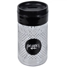 Solniță Sticlă, Capac Negru cu Buline, Capacitate 135cc, Transparent/Bordo