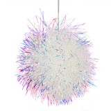 Glob Brad Crăciun, Tinsel Holografic, 10cm, Alb, Poliester, Oem