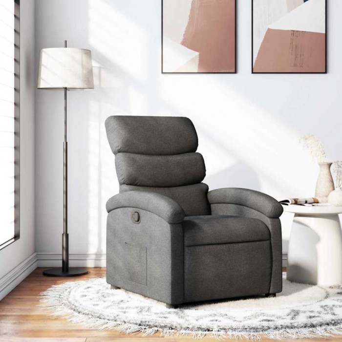 vidaXL Fotoliu rabatabil, gri &icirc;nchis, material textil