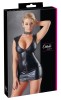 Rochie Neagra Stralucitoare M (40-42) Decolteu Adanc Fermoar Dublu Sens Wetlook COTELLI PARTY
