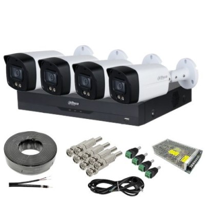 Kit supraveghere Dahua 4 camere 5MP Smart Dual Light, IR/Lumina Alba 40m, DVR 4 canale 8MP 4K si accesorii SafetyGuard Surveillance foto