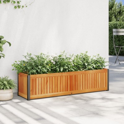 vidaXL Jardinieră de grădină, 110x30x27,5 cm, lemn masiv acacia/oțel 367615 foto