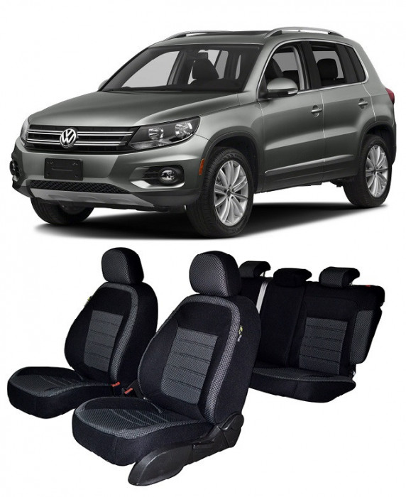 Huse scaune dedicate VW TIGUAN 2012-2016 (Bancheta fractionata si huse cotiere)