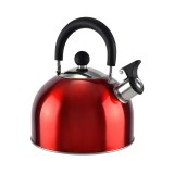 Ceainic metalic &ndash; rosu, 2,5 L, cu fluier Handy KitchenServ