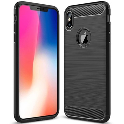 Husa pentru iPhone XS Max - Techsuit Carbon Silicone - Black foto