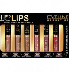Set mini rujuri, Eveline Cosmetics, OH ! my Lips , Limited Edition, 6 x 1, 2 ml