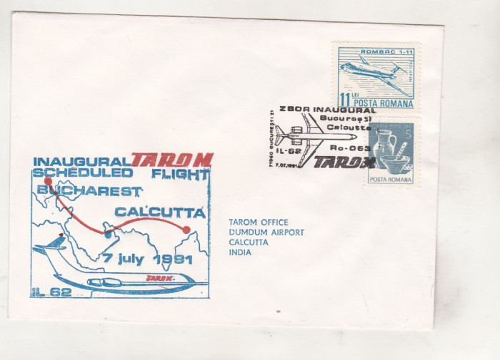 bnk fil Plic ocazional Zbor TAROM Bucuresti Calcutta 1991