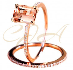 Set de 2 inele, filat (umplut) cu aur roz de 18k, cristale, Zirconiu cubic alb. foto