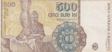 Bancnotă Rom&acirc;nia 500 lei 1991 Constantin Br&acirc;ncuși, seria G.0003