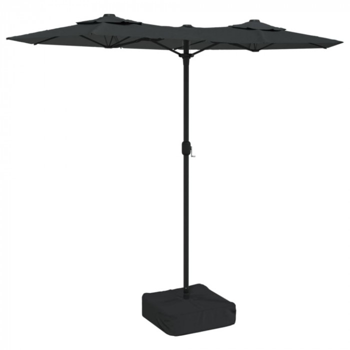 Umbrela de soare cu doua capete cu LED-uri antracit, 316x240 cm GartenMobel Dekor