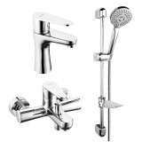 Pachet baterii baie + para dus + bara + furtun + savoniera Ferro Cordoba , 3 functii, 1.5 m