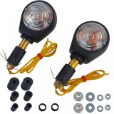 Indicatori de tip bull&rsquo;s eye pentru motocicleta, indicatori de capat pentru ghidon, negri, transparenti, cu marcaj E Performance AutoTuning