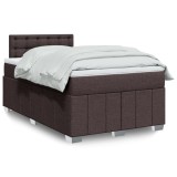 VidaXL Pat box spring cu saltea, maro &icirc;nchis, 120x200 cm, textil