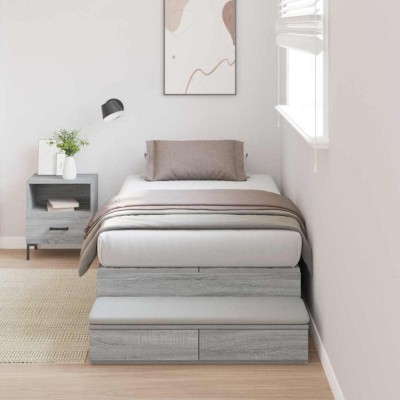 vidaXL Cadru de pat cu depozitare sonoma gri 236.5 x 90 x 31.5 cm 3335610 foto