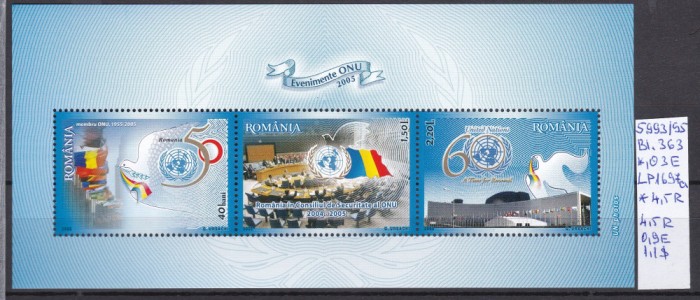 2005 Evenimente O.N.U. Bl.363 LP1697a MNH Pret 2,1+1 Lei