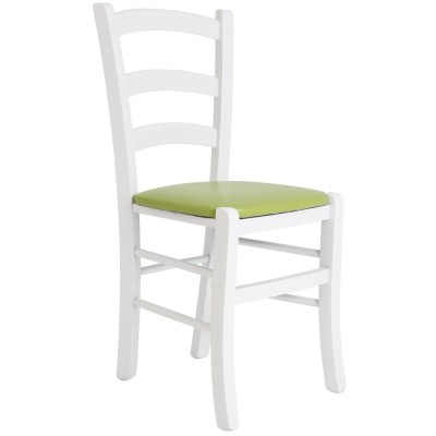 Scaun Paesana - cadru alb - imitatie piele verde - 21899 foto